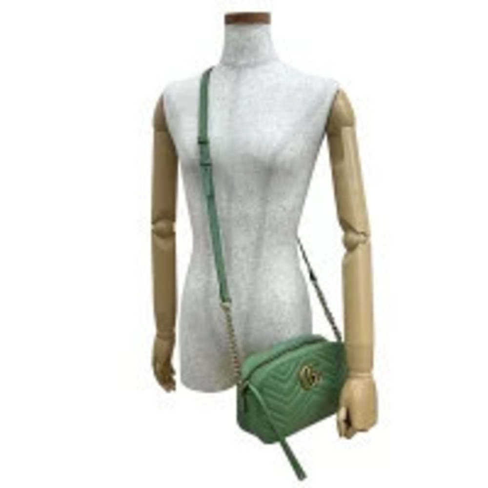 Gucci Marmont Green GG Leather Quilted Bag Chain Shoulder